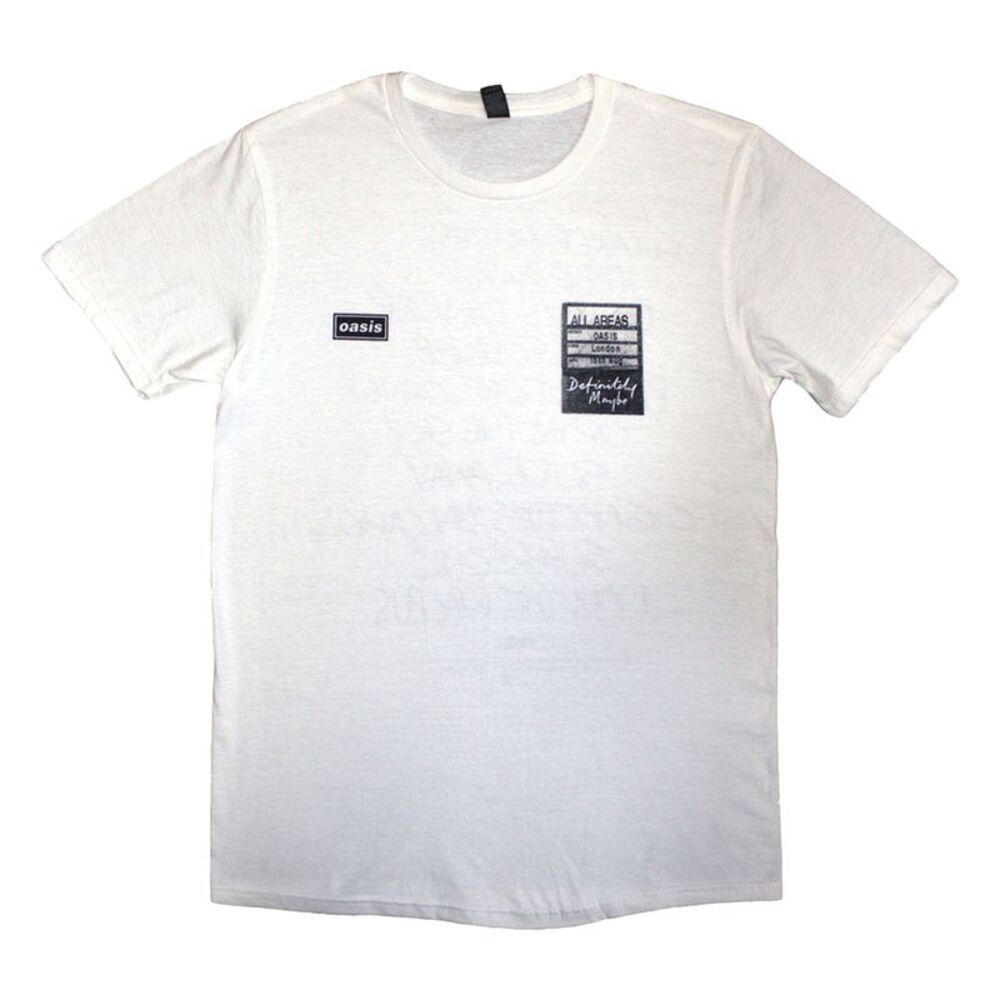 Oasis Unisex Adult Definitely Maybe  AAA Setlist Back Print T-Shirt / White